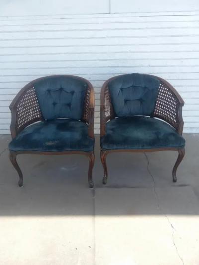 Vintage cane Round back Arm Chairs