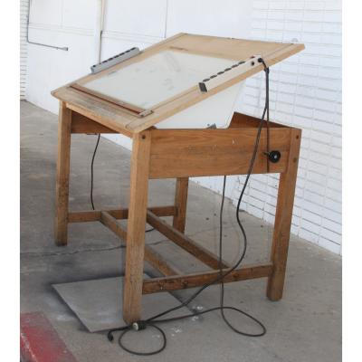 Vintage drafting table with light