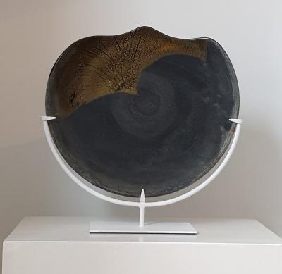 Vintage glass plate on stand by Barbini 