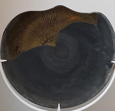 Vintage glass plate on stand by Barbini 