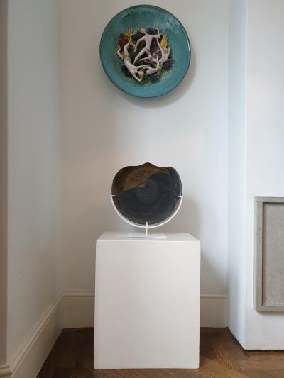 Vintage glass plate on stand by Barbini 