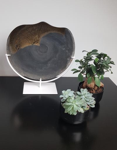 Vintage glass plate on stand by Barbini 