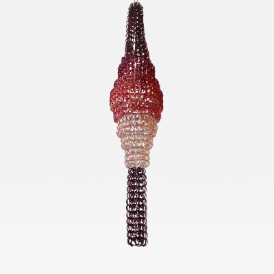 Vistosi Giogali Cascade Chandelier in Gradient Red Glass by Angelo Mangiarotti