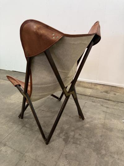 Vittoriano Vigano Italian Tripolina Folding Safari Chair Attributed to Vittoriano Vigan 1960s