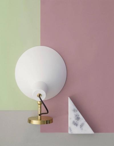 Vittoriano Vigano Pair of Vittoriano Vigan VV Cinquanta Sconces in White and Brass