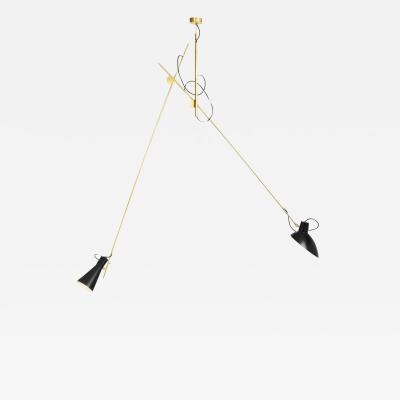 Vittoriano Vigano Vittoriano Vigan VV Suspension Lamp in Black and Brass