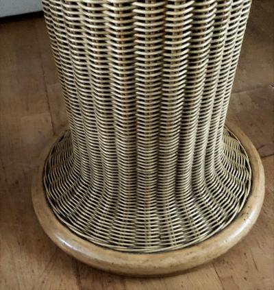 Vittorio Bonacina Late 60s Pair of Side Table in Wood and Rattan