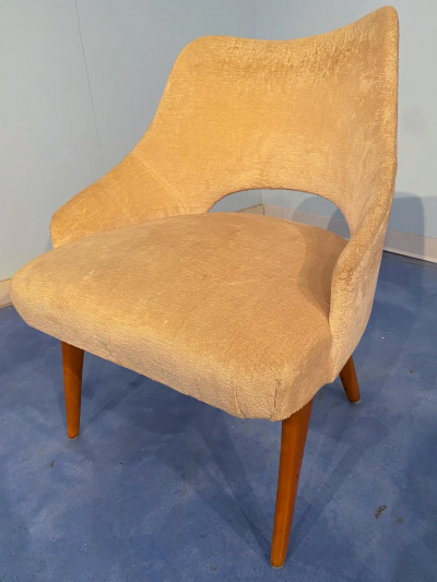 Vittorio Dassi Mobilificio Dassi Dassi Couple of Italian Mid Century Armchairs in Yellow Velvet by Vittorio Dassi