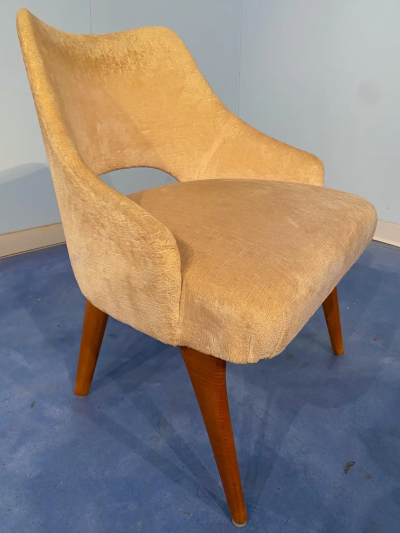 Vittorio Dassi Mobilificio Dassi Dassi Couple of Italian Mid Century Armchairs in Yellow Velvet by Vittorio Dassi