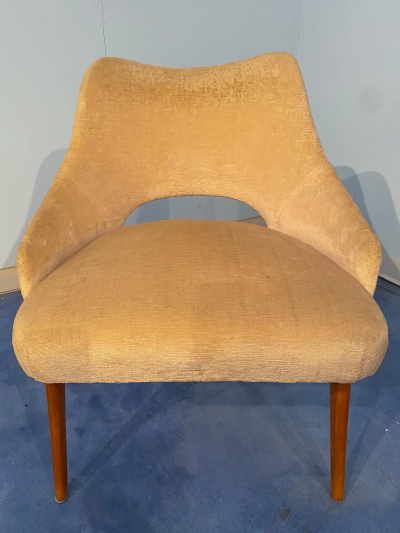 Vittorio Dassi Mobilificio Dassi Dassi Couple of Italian Mid Century Armchairs in Yellow Velvet by Vittorio Dassi