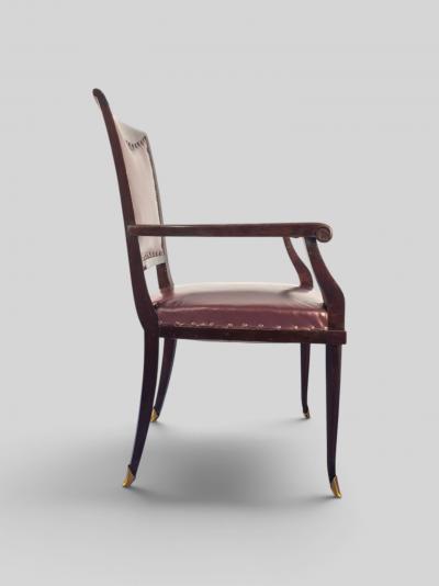 Vittorio Dassi Mobilificio Dassi Dassi Italian Mid Century Leather Desk Armchair designed by Vittorio Dassi 1950s