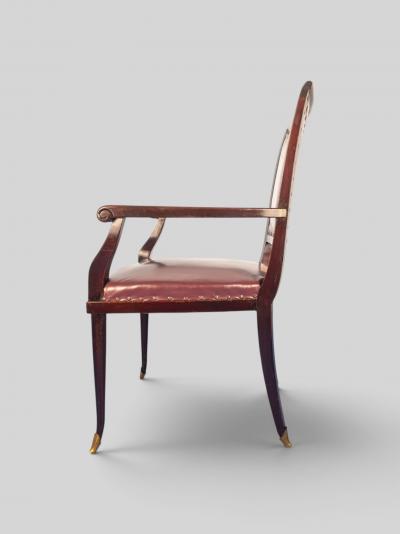 Vittorio Dassi Mobilificio Dassi Dassi Italian Mid Century Leather Desk Armchair designed by Vittorio Dassi 1950s