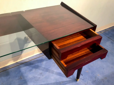 Vittorio Dassi Mobilificio Dassi Dassi Italian Mid Century Modern Teak Petite Desk Designed by Vittorio Dassi 1950s