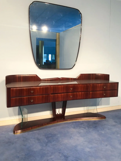 Vittorio Dassi Mobilificio Dassi Dassi Italian Mid Century Sideboard dresser with Mirror by Vittorio Dassi 1950s