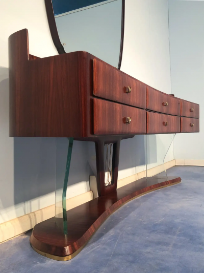 Vittorio Dassi Mobilificio Dassi Dassi Italian Mid Century Sideboard dresser with Mirror by Vittorio Dassi 1950s