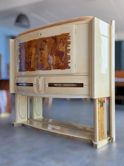 Vittorio Dassi Mobilificio Dassi Dassi Italian Midcentury Parchement Sideboard or Cabiner Bar Designed by Dassi 1950s