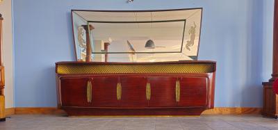 Vittorio Dassi Mobilificio Dassi Dassi Italian Midcentury Sideboard with Mirror designed by Vittorio Dassi 1950s