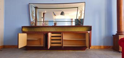 Vittorio Dassi Mobilificio Dassi Dassi Italian Midcentury Sideboard with Mirror designed by Vittorio Dassi 1950s
