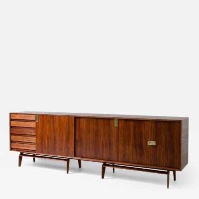 Vittorio Dassi Mobilificio Dassi Dassi Large rosewood cabinet with 5 side drawers two sliding doors and one compartmen