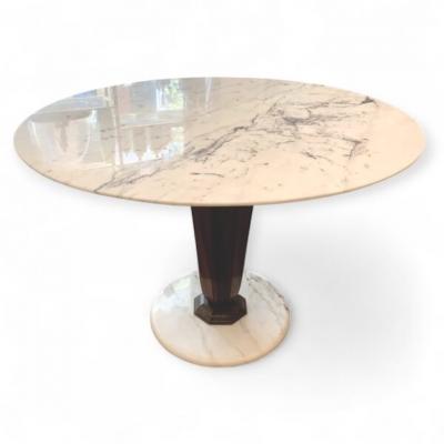 Vittorio Dassi Mobilificio Dassi Dassi Marble and Rosewood Round Table Vittorio Dassi
