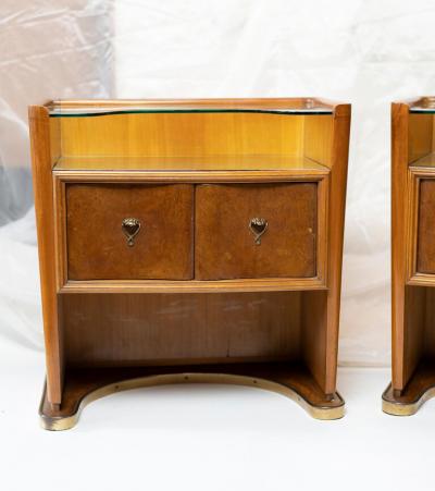 Vittorio Dassi Mobilificio Dassi Dassi PAIR OF ITALIAN WALNUT MIDCENTURY NIGHT TABLES BY VITTORIO DASSI