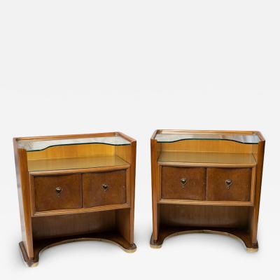 Vittorio Dassi Mobilificio Dassi Dassi PAIR OF ITALIAN WALNUT MIDCENTURY NIGHT TABLES BY VITTORIO DASSI