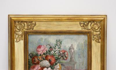 Vittorio Dassi Mobilificio Dassi Dassi Pair Of Floral Still Life Oil Paintings Signed V Landi Framed IT ca 1990