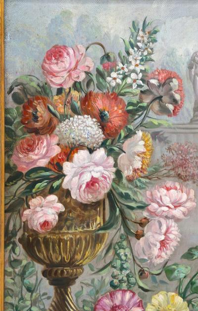 Vittorio Dassi Mobilificio Dassi Dassi Pair Of Floral Still Life Oil Paintings Signed V Landi Framed IT ca 1990