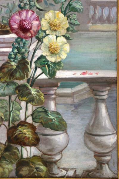 Vittorio Dassi Mobilificio Dassi Dassi Pair Of Floral Still Life Oil Paintings Signed V Landi Framed IT ca 1990