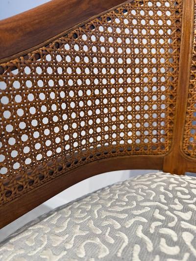 Vittorio Dassi Mobilificio Dassi Dassi Pair of Italian Modern Walnut Cane and Brass Armchairs Vittorio Dassi 1960s