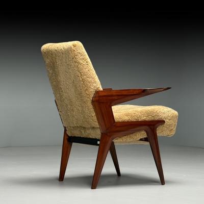 Vittorio Dassi Mobilificio Dassi Dassi Vittorio Dassi Attr Italian Mid Century Modern Armchair Honey Shearling 1950s