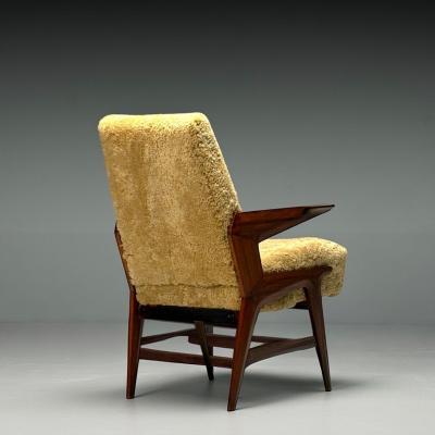 Vittorio Dassi Mobilificio Dassi Dassi Vittorio Dassi Attr Italian Mid Century Modern Armchair Honey Shearling 1950s