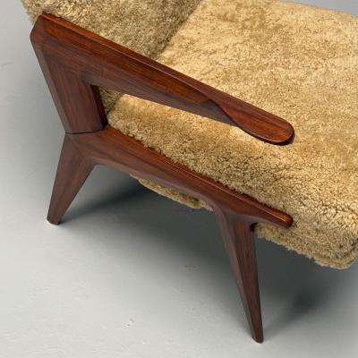 Vittorio Dassi Mobilificio Dassi Dassi Vittorio Dassi Attr Italian Mid Century Modern Armchair Honey Shearling 1950s