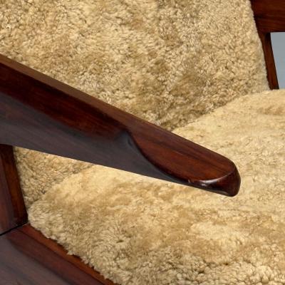 Vittorio Dassi Mobilificio Dassi Dassi Vittorio Dassi Attr Italian Mid Century Modern Armchair Honey Shearling 1950s