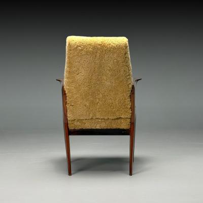 Vittorio Dassi Mobilificio Dassi Dassi Vittorio Dassi Attr Italian Mid Century Modern Armchair Honey Shearling 1950s