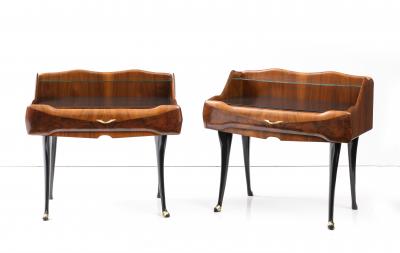 Vittorio Dassi Mobilificio Dassi Dassi Vittorio Dassi Mahogany Burl Nightstands