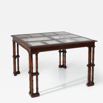 Vittorio Gregotti Gregottis faux bamboo buffet tables with cut glass shelves