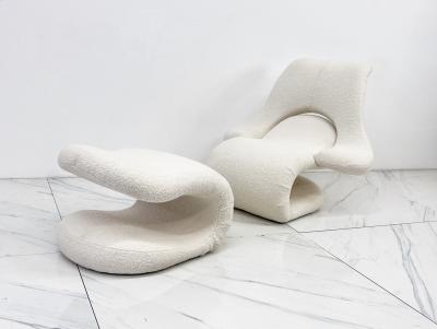 Vittorio Introini Vittorio Introini Relax Armchair Footrest Belgian Boucle Felice Rossi 1978