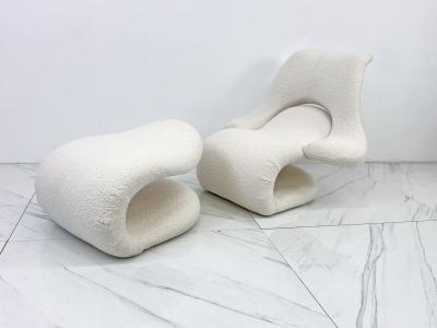 Vittorio Introini Vittorio Introini Relax Armchair Footrest Belgian Boucle Felice Rossi 1978