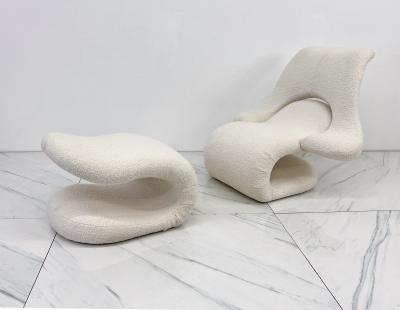 Vittorio Introini Vittorio Introini Relax Armchair Footrest Belgian Boucle Felice Rossi 1978