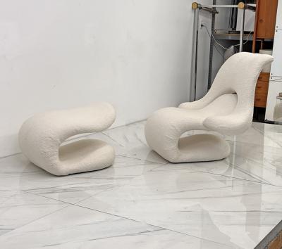 Vittorio Introini Vittorio Introini Relax Armchair Footrest Belgian Boucle Felice Rossi 1978