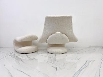 Vittorio Introini Vittorio Introini Relax Armchair Footrest Belgian Boucle Felice Rossi 1978