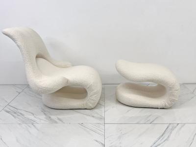 Vittorio Introini Vittorio Introini Relax Armchair Footrest Belgian Boucle Felice Rossi 1978