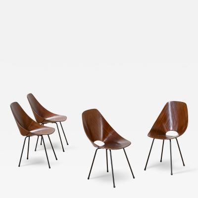 Vittorio Nobili Medea Chair Set of 4 by Vittorio Nobili in Metal and Curved Wood