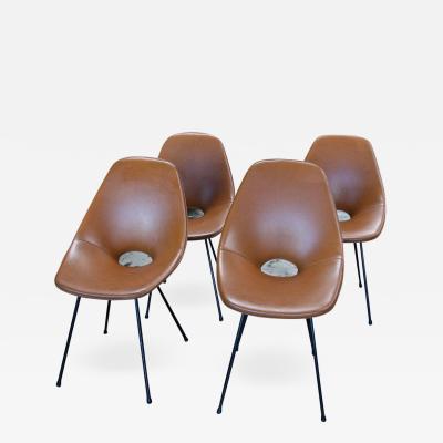 Vittorio Nobili Set of Four Medea Chairs in Leather by Vittorio Nobili