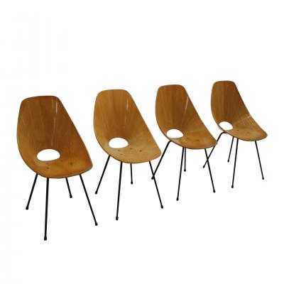 Vittorio Nobili Vittorio Nobili Medea 1950s Italian Set of Four Chairs