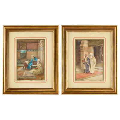 Vittorio Rappini Pair of early 20th century Orientalist watercolours by Vittorio Rappini