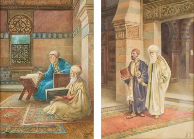 Vittorio Rappini Pair of early 20th century Orientalist watercolours by Vittorio Rappini