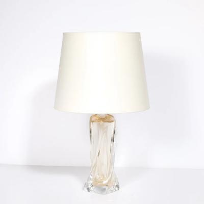 Vittorio Rigattieri Modernist 24kt Gold Fleck Murano Glass Table Lamps signed Vittorio Rigattieri