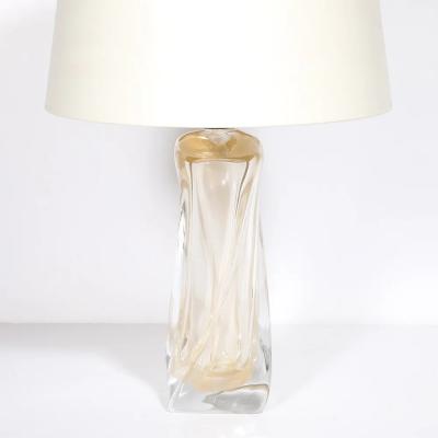Vittorio Rigattieri Modernist 24kt Gold Fleck Murano Glass Table Lamps signed Vittorio Rigattieri